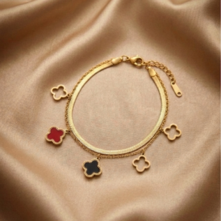 Lucky Leaf Clover Bracelet  316L grade anti-tarnished