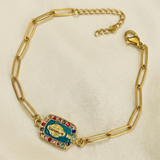 Virgin Mary pendant bracelet 304L grade gold plated