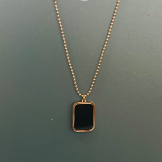 MYKI gold-plated stainless steel rectangle pendant necklace