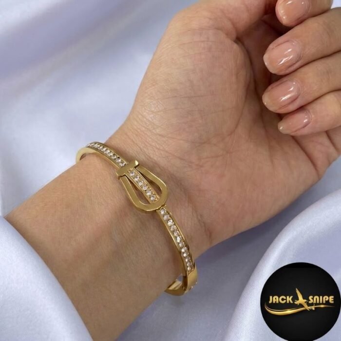 gold crystal buckle bangle gold crystal buckle bangle