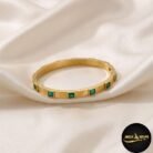 square green emerald-style stone bangle